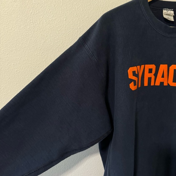 Syracuse University M.J. Soffe Crew Sweatshirt Navy Orange Spellout Midweight-XL - Picture 5 of 10